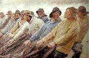 Michael Ancher fiskere trakker vod ved skagen Germany oil painting artist